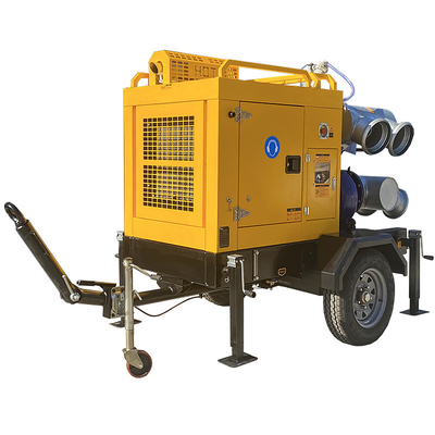 acheter Trailer Mounted Water Pump Set Solid Handing 76mm Single Stage Pump Diesel Engine Self Priming Pump online manufacture