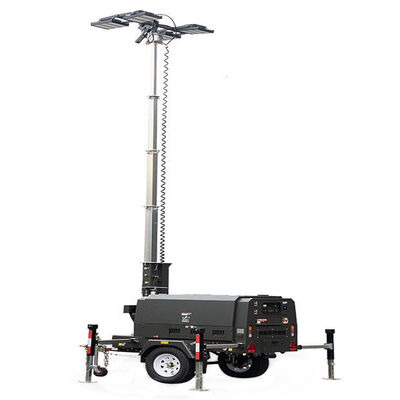 acheter Construction Movable Diesel Light Tower 9m High Mast Telescopic Diesel Light Tower Trailer Light Tower online manufacture