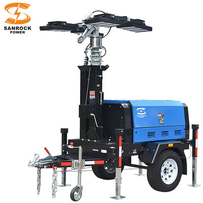 6kw/7.5kw Tour de lumière diesel portable 230VAC / 240VAC Tour de lumière montée sur remorque