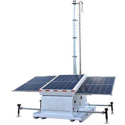 Chantiers de construction et événements en extérieur éclairés avec la location de tours d'éclairage solaires 3 panneaux solaires de 460W inclus