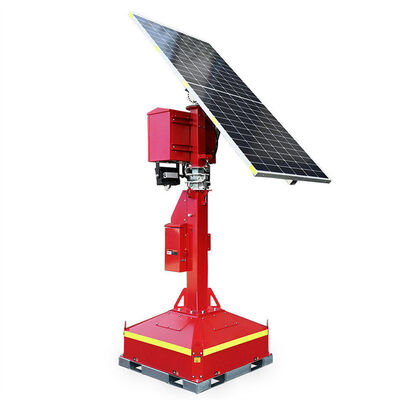 Tour solaire mobile robuste avec une puissance lumineuse de 14000 lm, une batterie LFP de 230Ah et une cote IP67 pour la sécurité des parkings