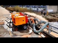 Pompes à eau montées sur remorque avec prise solide de 76 mm Pompes à étage unique Moteur diesel Pompes à auto-préparation